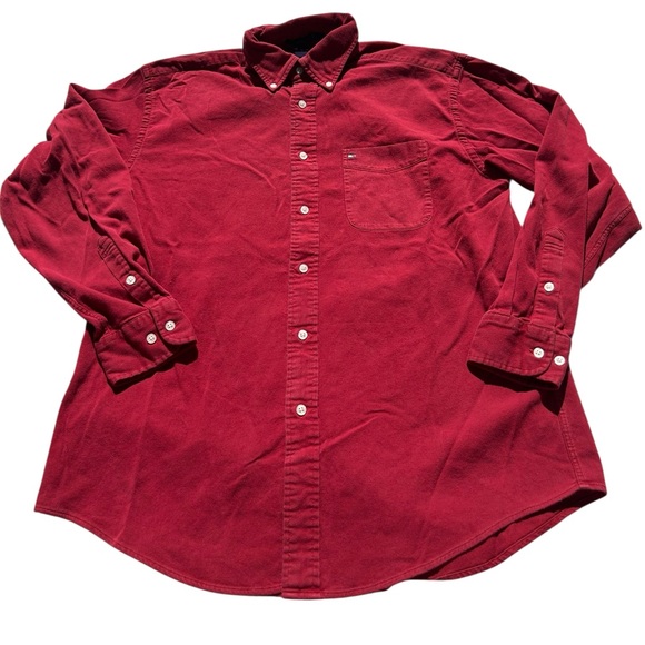 Tommy Hilfiger Other - Tommy Hilfiger Men's Deep Red Casual Button-Down Shirt Size M vintage y2k